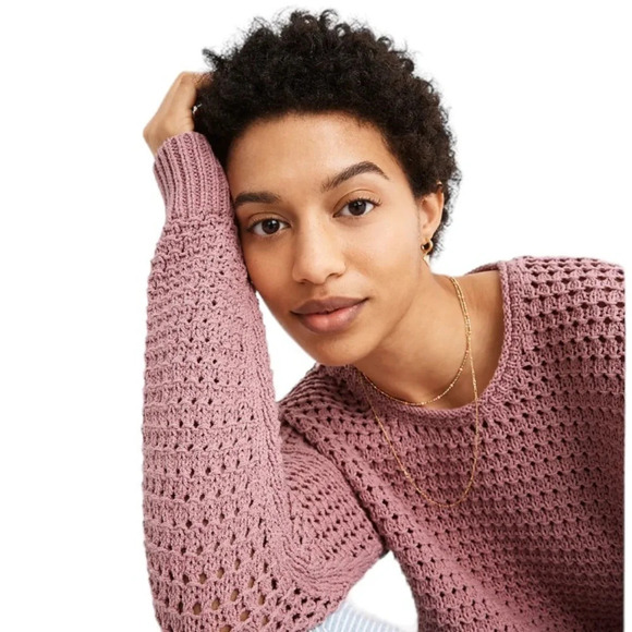 Madewell Pink Open-Stitch Austen Pullover Sweater Size M - Picture 5 of 10